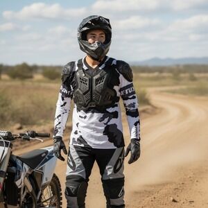 Ugly Frog Mens Motocross Jersey L Black White Camo Long Sleeve MTB BMX Racing